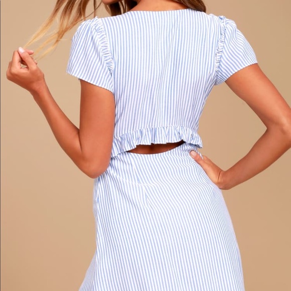 Seaport Light Blue & White Striped Tie-Front Dress - Picture 3 of 6